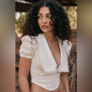 HOUSE OF CB ‘Augusta’ White Pin Tuck Top